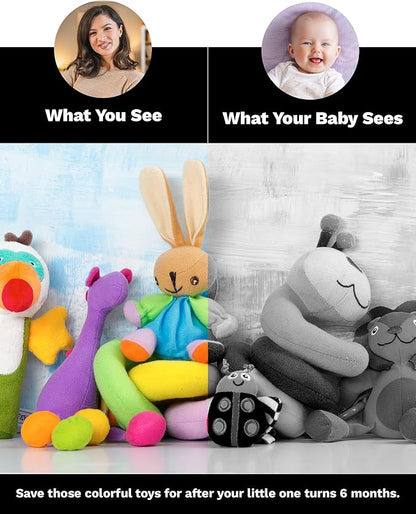 Samuel Sensory Board for Babies - Supersized Black and White Baby Cards for Developmental Newborn Tummy Time Toys - 100cm Newborn Black & White Toys for 0-3 Months & Older - Thick Stand Up Board No. 2