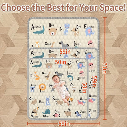 Baby Play Mat 50" X 50", Thickened Soft, Waterproof and Non-Slip Crawling Floor Pad, Machine Washable and Foldable for Floor Playpen
