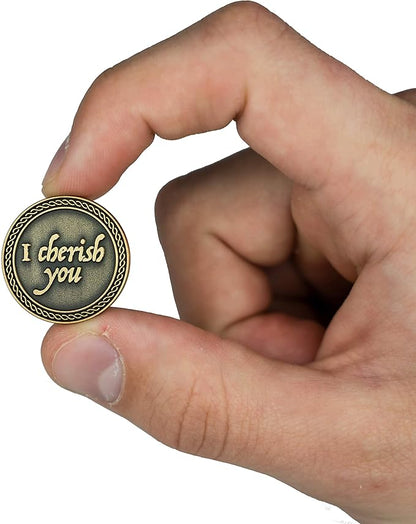 Bulk Set of 3 Romantic Love Expression Coins, I Cherish You, I Can't Stop Thinking About You, Anniversary Pocket Tokens for Date Night, Love Gift for Men & Women, from Him or Her