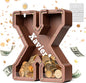 Summidate Wooden Letter Piggy Bank, Extra Thick Large Capacity Piggy Bank for Kids Boys Girls Toddler, Alphabet X Money Bank| Coin Box Birthday, Christmas, Festival