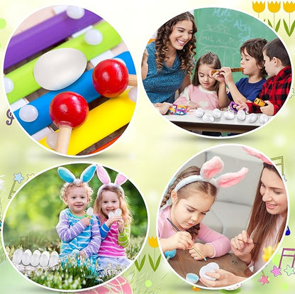 Yeshone 100 Pieces Egg Shakers Musical Instruments Percussion Maracas Egg for Kids Toys Plastic Easter Shaker for Learning DIY Painting, Classroom Music, Rhythm(White)