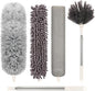 Microfiber Duster with Extension Pole(Stainless Steel) 30 to 100 Inches, Washable Dusters, Reusable Dusters, Bendable Duster for High Ceiling, Cleaning Ceiling Fan, Furniture, Blinds, Cars