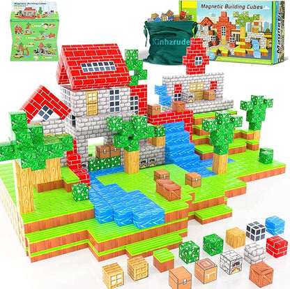 Magnetic Blocks - 100PCS Toy Build Set, Magnetic Building Blocks STEM Sensory Toys, Creative Kids Gift for 3+ Year Old Boys Girls (City)