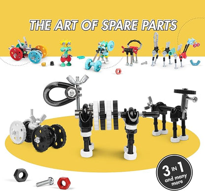 The Off Bits Erector Set: Animal Mini STEM Toys for Kids 6+, Toy Building Sets with Nuts & Bolts, STEM Building Toys Gifts for Boys and Girls (Black Zebra)