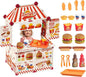 21 Pcs Toddler Hamburger Play Set, Pretend Play Cart Stall, Food Toys,with hot Dogs, Egg tarts, and Chicken Wings, for Children