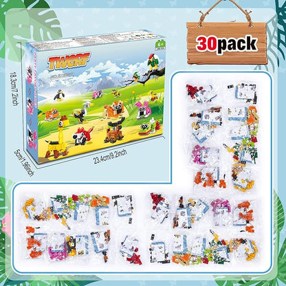 Party Favors for Kids- 30 Pack Animals Building Blocks Set, Goody Bags Stuffers, Small Toys for Kids Prizes, Christmas Birthday Party Favors Return Gifts for Boys Girls Age 6-8-12+