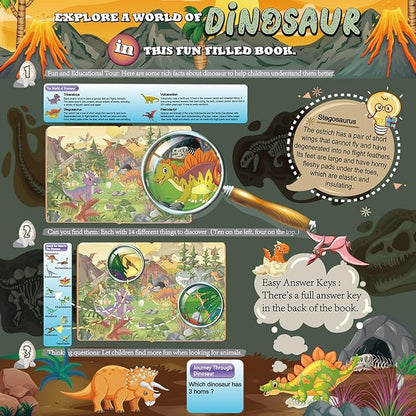4 Pack Search and Find Activity Book for Kids Ages 3-5 4-8 8-12, Car Game,Toys for Road Trip Airplane Activities,Activity Books Over 240 Fun Animal Knowledge
