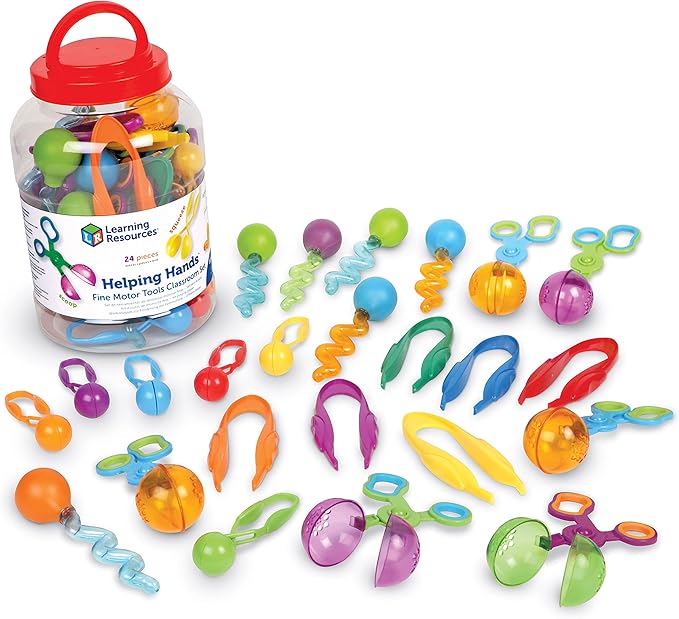 Learning Resources Helping Hands Fine Motor Tools Classroom Set,24 Pieces, Ages 3+, fine motor skills, teacher resources for classroom, sensory toys for toddlers, Scoopers and Tweezers toys