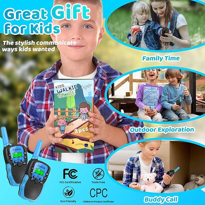 Vvinca Walkie Talkies Toys for Ages 5-7, Rechargeable Walkie Talkie Gifts for 3-12 Year Old Boy Girl with Flashlight 22CH 2 Way Radio 3 Mile Long Range for Adventure Game Camping Outdoor Hiking