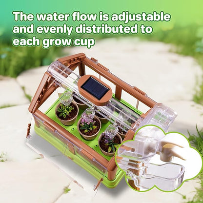 Subtoy Kids Plant Growing Kit, Gardening Kit with Greenhouse, Indoor Gardening Set with Grow Solar Lights, Flower Grow Room with Science Irrigation kit, Plant Growing Kit for Childrens