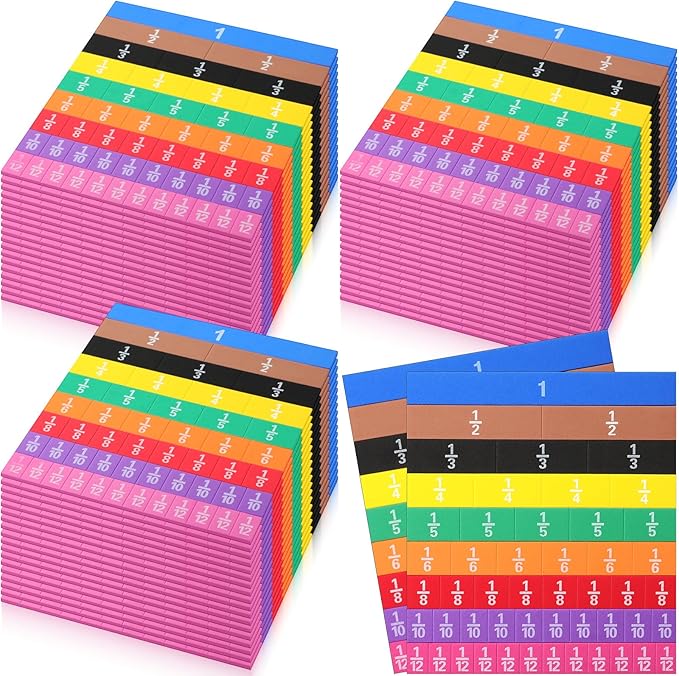 48 Sets Fraction Tiles Set for Math Classroom Fractions Manipulatives Math Learning Manipulatives for Home School Supplies