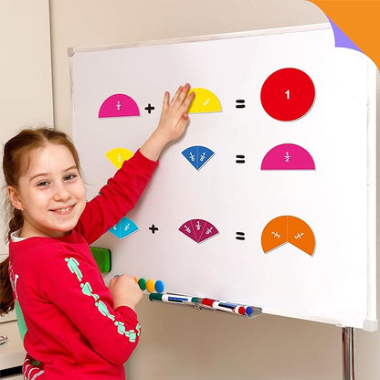 78 PCS Magnetic Fraction Tiles, Educational Math Learning Manipulatives Set for Preschool Elementary School, Fraction Bar Set Educational Learning Tool Kit for Classroom, School Supplies
