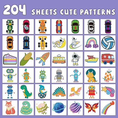 EMOME 204 Sheets Temporary Tattoos for Kids, Individually Wrapped Tattoos for Boys Girls Birthday Party Favors Supplies Goodie Bag Stuffers, Waterproof Kids Fake Tattoos Stickers