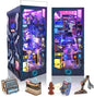 Cyberpunk DIY Book Nook Kit,Tech Miniature House Kit,Bookshelf Booknook Insert Dollhouse,Dust Proof Tiny House Model,3D Wooden Puzzle with Cool Lights,Easter Halloween Home Decor,Family Birthday Gifts