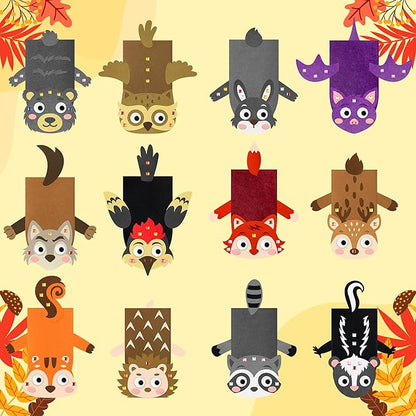 WATINC 12Pcs Hand Puppet Making Kit, Art Craft Felt Sock Puppet Toys, Creative DIY Make Your Own Pompoms Wiggle Googly Eyes Storytelling Role Play Party Supplies Gift for Girls Boys (Woodland Animals)