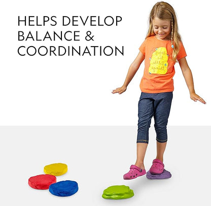 NATIONAL GEOGRAPHIC Stepping Stones for Kids – 10 Soft Durable, Encourage Toddler Balance & Gross Motor Skills, Indoor & Outdoor Toys, Balance Stones, Obstacle Course (Amazon Exclusive)