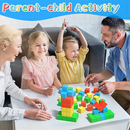 Large Magnetic Blocks Travel,56PCS 1.34in Building Blocks for Toddlers 3-5,Magnet Cubes for Toddlers,Sensory Montessori Toys Sets Learning Construction Squares Stem Toys for Boy,Girl,Kids,Kit,Gift,4-8