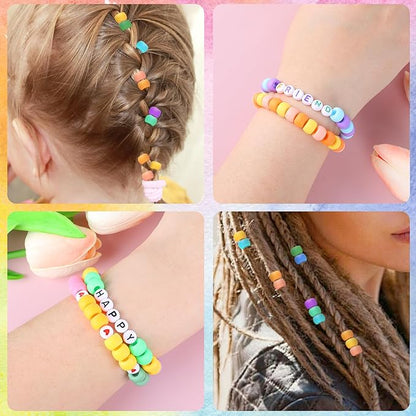 2600+pcs Pony Beads Kit, 18 Color Rainbow Kandi Beads Set, Multicolor Matte Plastic Jewelry Making Kit for DIY Craft Friendship Bracelet Necklace Key Chain