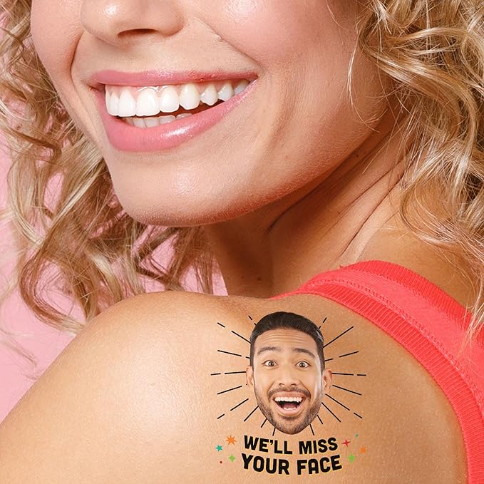 Big Dot of Happiness Custom Photo Miss You - Going Away or Welcome Back Party Favors - Fun Face Temporary Tattoos - Set of 12