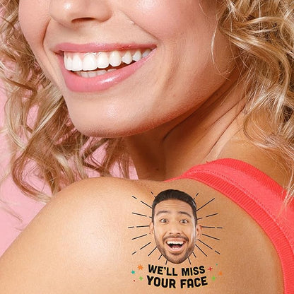 Big Dot of Happiness Custom Photo Miss You - Going Away or Welcome Back Party Favors - Fun Face Temporary Tattoos - Set of 12