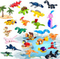 24 Packs Mini Building Blocks Animal Set Pinata Stuffers Prize Box Toys for Kids Classroom Activity with Themes of Dinosaur and Sea Creatures