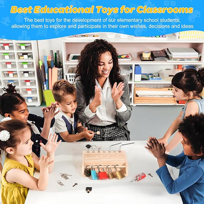 Montessori Screwdriver Board Set-Lock and Key Toy,Montessori Busy Board Toys for 3 4 5 Year Old,Kids Tool Set,Preschool Learning Sensory - Fine Motor Skills - STEM Toys
