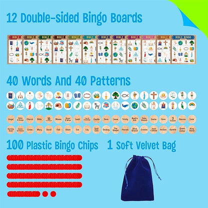 SpriteGru Bible Bingo Game, Multiple Players Bingo Game for Christian, Bible School Kids Christian Sunday Church