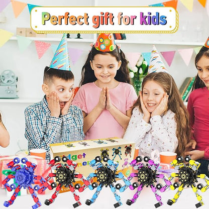 Transformable Fidget Spinners,Funny Stress Relief Sensory Fidget Toys,Deformable Chain DIY Robot Fingertip Gyros Toys Birthday Party Favors Easter Basket Stocking Stuffers for Kids and Adults (36PC)