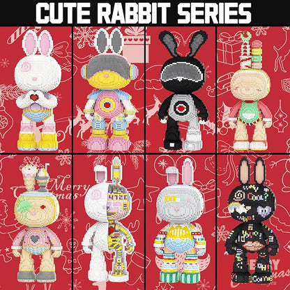 Rabbit Animal Micro Building Blocks Set for Adults Cute Large Sets Toys Gift Kids 7250 Pieces 55cm High Series