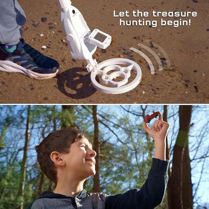 The Thames & Kosmos Metal Detector Essential STEM Tool for Kids | Detects Metal 6” Deep, Lightweight & Ergonomic Design w/Adjustable Arm Length | LCD Screen w/Audio Feedback, Accurate Explorations