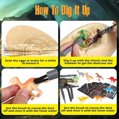 Jumbo Dino Egg Dig Kit - 12 Dinosaurs Excavation Kit, Dinosaur Toys for Kids 5-7, Fossil Dino Dig for Dinosaur Collection, Toys Gifts for Boys Girls 6 and up Year Old Birthday Gift