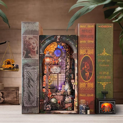 Fairy Nooktales BookNook Kit Miniature - 3D Fantasy Library Wooden DIY buidling Dollhouse with Bookshelf Nook Insert Decor for LED Magic Book Nook Lover