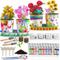 4 Pcs Kids Plant Growing Kit | Kids Gardening Set Crafts for Girls 8-12 | Kid Crafts Ages 4-8, Flower Making Art Kit for Kid 6-9, Plant Growing Set with 4 Zinc Pots, 12 Colors 9ml Paints Girl Gift