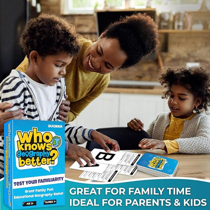 QUOKKA Who Knows Better? - Geography - Family Card Trivia Game | Fun Learning & Educational Questions for Families | Suitable for Boys & Girls