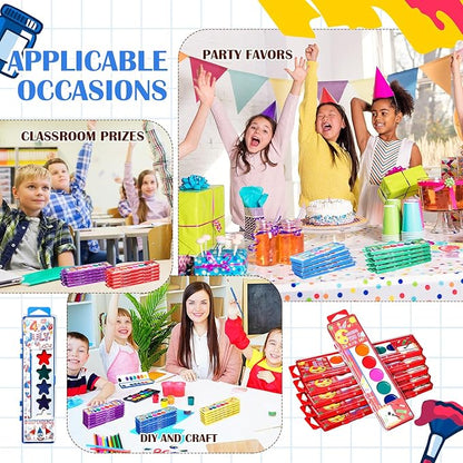 36 Packs Halloween Watercolor Paint Set for Kids 8-Color Washable Watercolor Paint Bulk with Paintbrush for Preschool Classroom Painting Favors Back to School Gifts Halloween Party Supplies