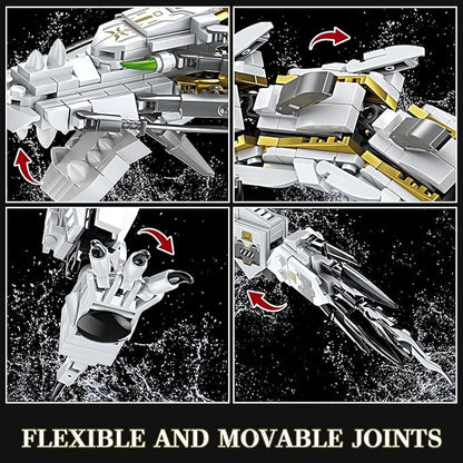 HIGH GODO Dragon Building Blocks Sets for Adults, White Mechanical Dragon Animal Building Model Collectible Display Toys, Cool Creative Gifts for Boys Teens Fans (1485 Pieces)