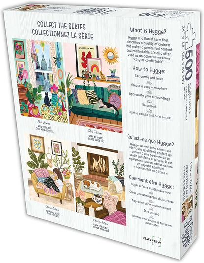 500 Piece Puzzle for Adults Hygge Collection Cozy Fireplace by Olivia Gibbs Blueboard Puzzle Jigsaw + Bonus Candle KI Puzzles from Playview
