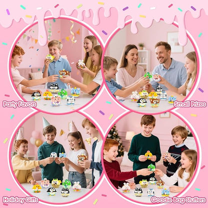 HIGH GODO Animal Party Favors Building Blocks, 10 Pack Mini Food Animals Building Set, Goodie Bag Stuffers, Classroom Small Prize Toys Gifts for Kids Boys Girls Age 8+