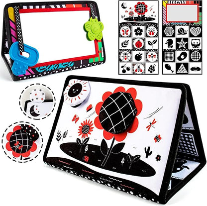 teytoy Tummy Time Mirror Infant Newborn Toys 0-3 Months Brain Developmental Baby Mirror Tummy Time Black and White High Contrast Baby Toys 4 6 9 12 Month Boys Girls Crawling Sensory Toy