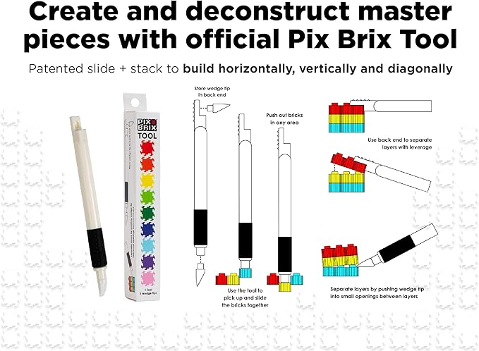 Pix Brix Pixel Art kit Puzzle Bricks – 6,000 Piece Pixel Art Container, 12 Color Light Palette – Interlocking Building Bricks, Create 2D and 3D Builds Without Water or Glue – Stem Toys, Ages 6 Plus