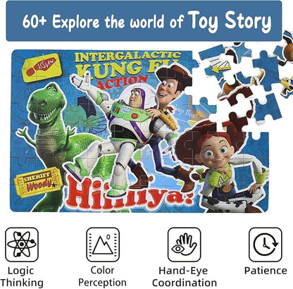 60 Pieces Puzzles for Kids Ages 4-8,Kids Puzzls in a Metal Box, Cute Toys Puzles,Children Boys Girls Learning Educational Puzzes Packed in Tin Box (0683)