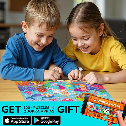 QUOKKA Puzzles for Kids Ages 4-6 – 60 Piece Jigsaw Puzzles for Toddlers Ages 3-5 with Mermaid – Quiet Time Toys for Preschoolers 2-4 – FSC Certified Educational Learning Game for Boys and Girls