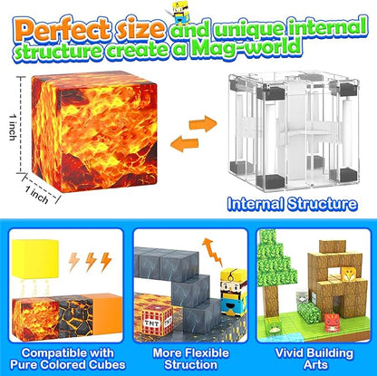 154PCS Dinosaur Toys Magnetic Blocks-Build Mine Magnet World Forest Mine Edition, Dino Adventure Magnetic Building Sensory STEM Kids Toys for Boys Age 3+,Magnet Games for Boys Girls 3-5 4-6 5-7 6-8