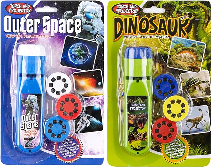 Georgie Porgy Slide Torch Projector Toys Flashlight for Kids Educational Solar System Planet Toys Science Set Wall Ceiling Tents Dino Night Lamp Gifts for Boys Girls (Outer Space + Dinosaur)