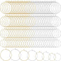 Pndeyo 120pcs Hypoallergenic Earring Beading Hoops, Mix Sizes Round Hoop Earrings Findings, Open Earring Wire Ring Accessories for Jewelry Making- Gold & Silver