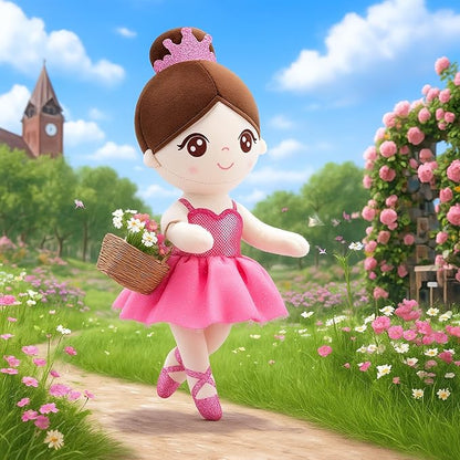 Gloveleya Ballet Toy Baby Girl Gifts Dolls Soft Plush Toy Ballet Girl Doll Peach 14 Inches with Gift Box