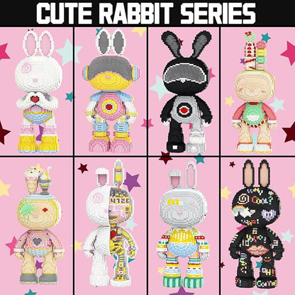 Rabbit Animal Micro Building Blocks Set for Adults Cute Large Sets Toys Gift Kids 6400 Pieces 55cm High Series
