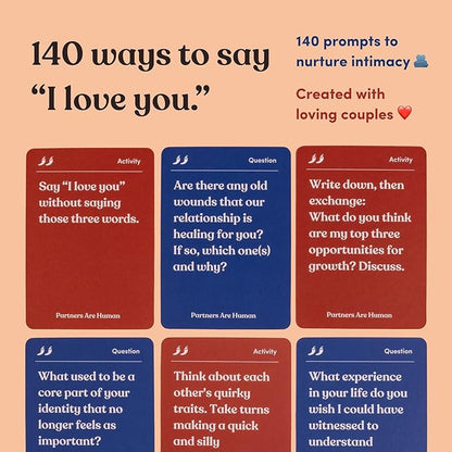 Partners are Human | 140 Conversation Cards to Help Deepen Romantic Relationships | Card Game for Bonding & Communication | Therapy for Adults