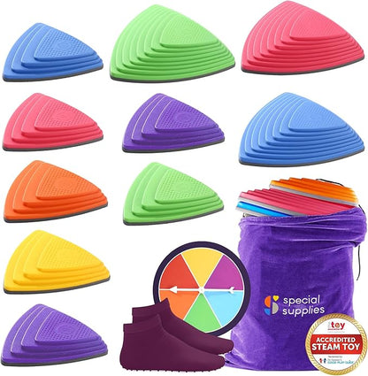 Special Supplies 10 Stepping Stones for Kids Indoor and Outdoor Balance Blocks Promote Coordination, Balance Strength Child Safe Rubber, Non-Slip Edging