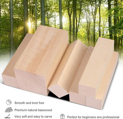 7Pcs Basswood Carving Blocks for Craft - Whittling Blocks for Beginner to Expert